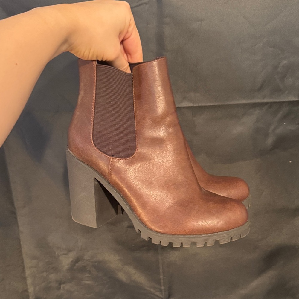 Soda Brown Heeled Ankle Boots
